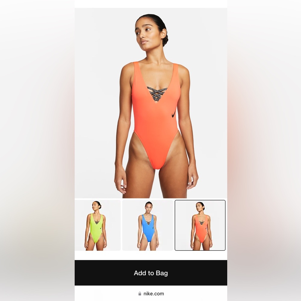 Nike L large one piece strappy swimsuit orange - red